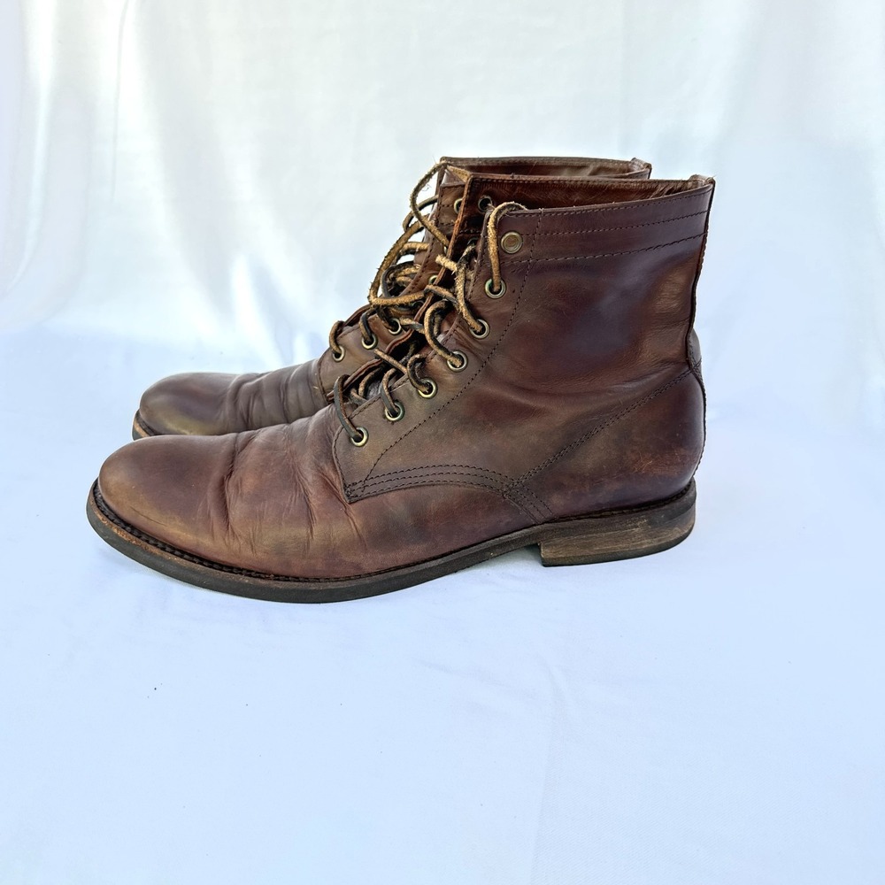 Frye Tyler Boots Mens US 10.5D Brown Leather Lace Up Plain Toe Combat Workwear